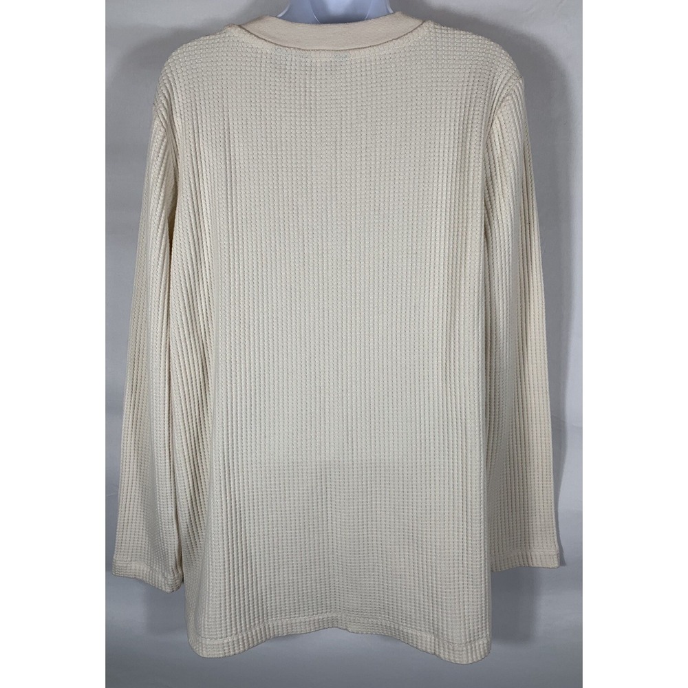 Lands End Women's Large Beige V-Neck Long Sleeve Soft Cable Knit  Sweater -C27 - Picture 3 of 5